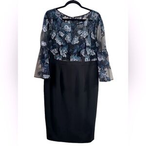 Womens Dress size 16 black & light blue floral excellent condition